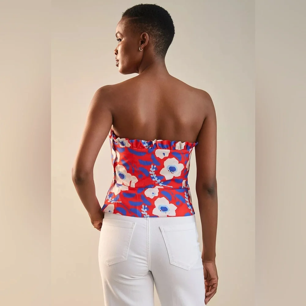 NWT Anthropologie Hutch Strapless Floral Ruffle Top - Picture 3 of 12